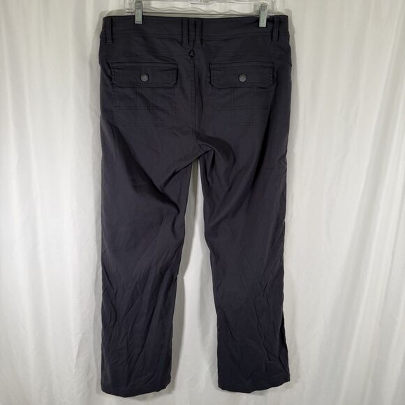 prAna Hiking Pants Women's 12 Dark Grey Nylon Snap Pockets 2 Button Zip - Picture 9 of 12